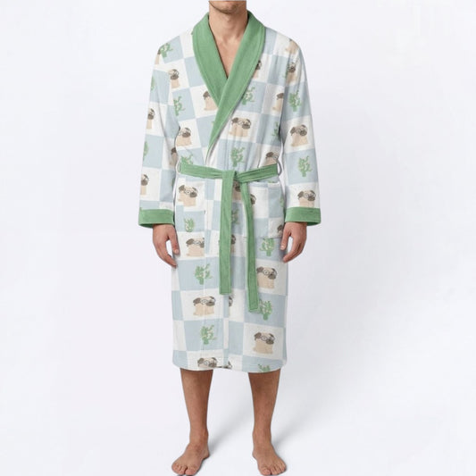 Charlie  - men's Bathrobe for Pug  lovers