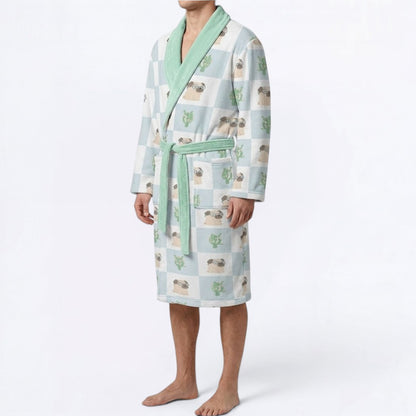 Charlie  - men's Bathrobe for Pug  lovers