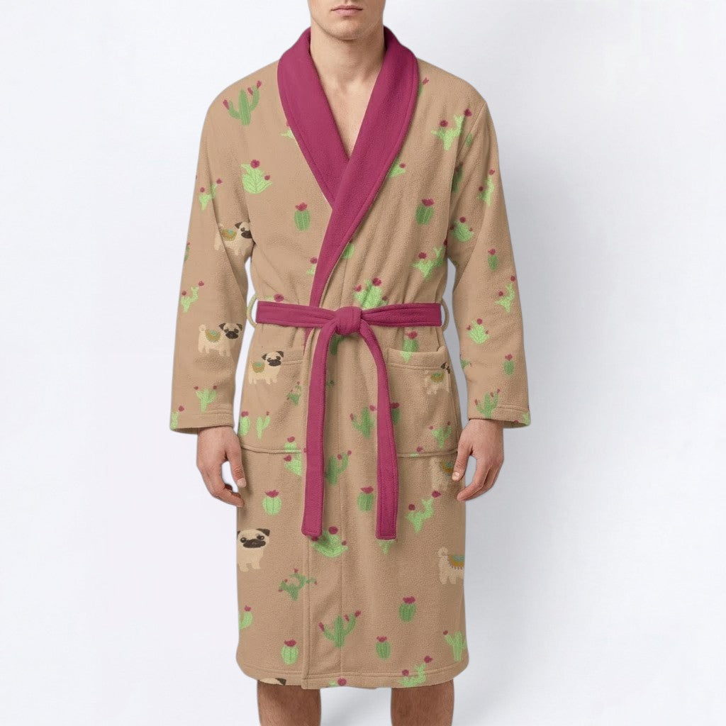 Luna  - men's Bathrobe for Pug  lovers