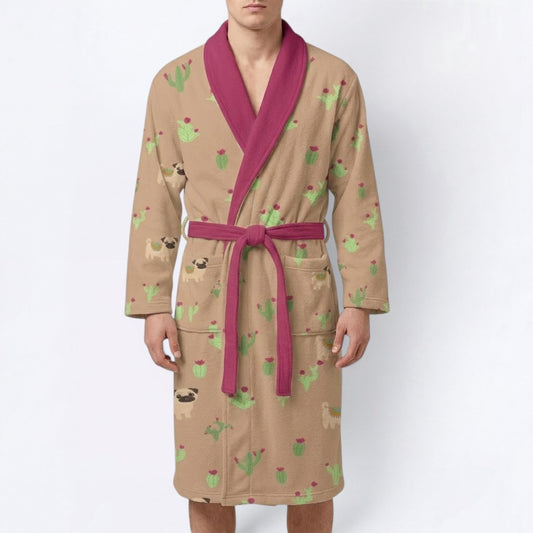 Luna  - men's Bathrobe for Pug  lovers