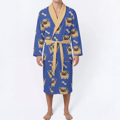 Loki  - men's Bathrobe for Pug  lovers