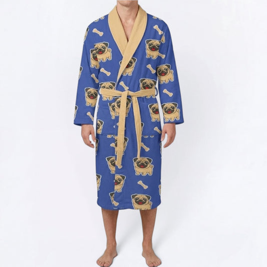 Loki  - men's Bathrobe for Pug  lovers