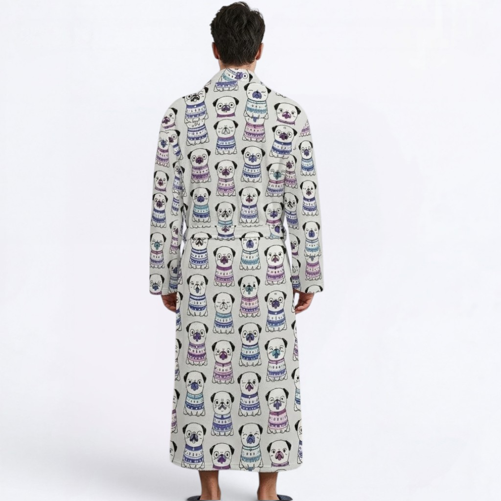 Maple  - men's Bathrobe for Pug  lovers