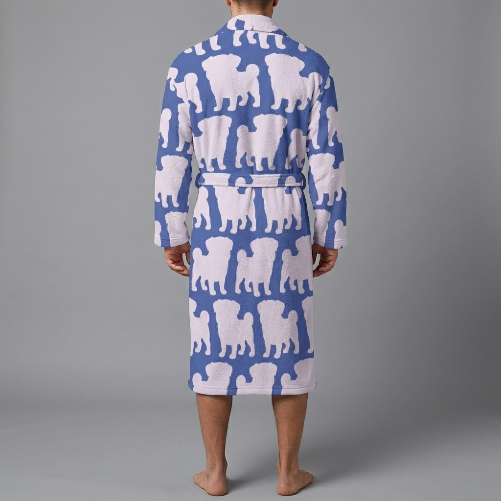 Bruno - men's Bathrobe for Pug  lovers