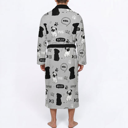 Pearl  - men's Bathrobe for Pug  lovers