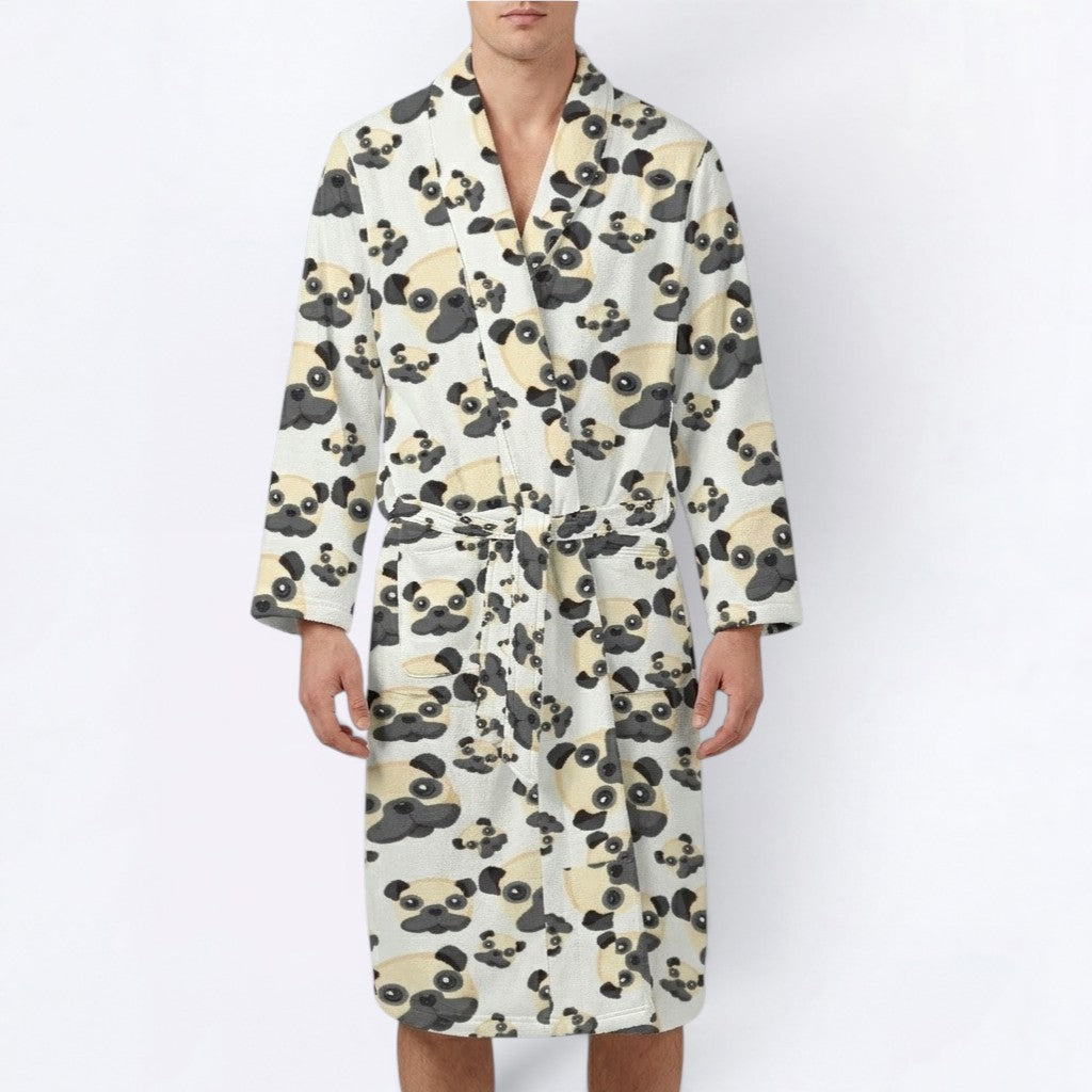 Atlas  - men's Bathrobe for Pug  lovers