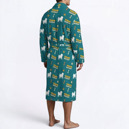 Rosie  - men's Bathrobe for Pug  lovers