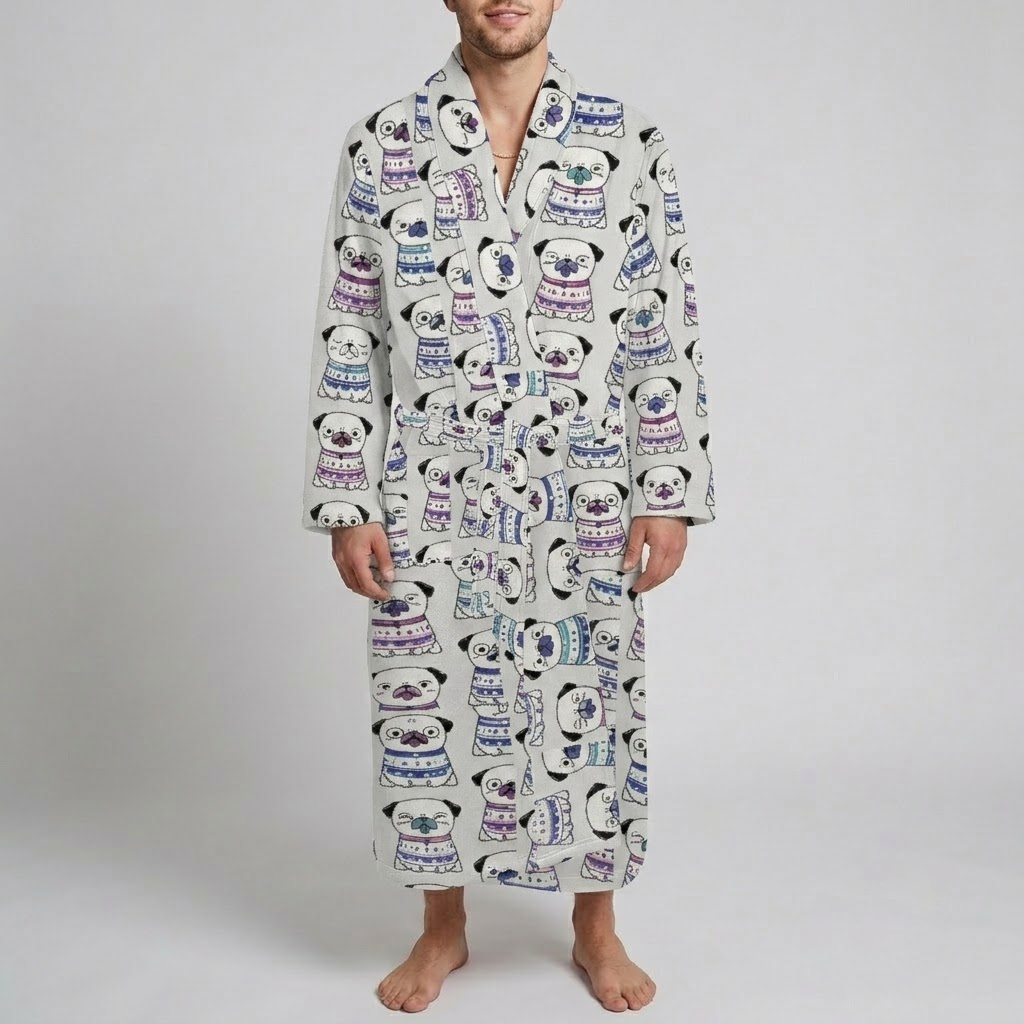 Maple  - men's Bathrobe for Pug  lovers