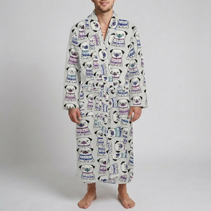 Maple  - men's Bathrobe for Pug  lovers