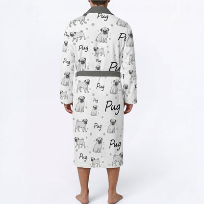Coco  - men's Bathrobe for Pug  lovers