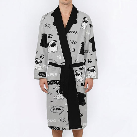 Pearl  - men's Bathrobe for Pug  lovers