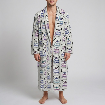 Maple  - men's Bathrobe for Pug  lovers