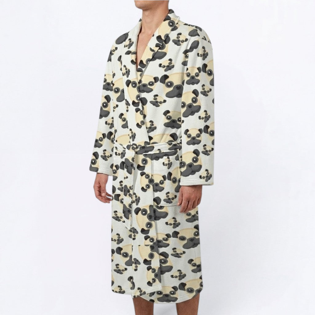 Atlas  - men's Bathrobe for Pug  lovers