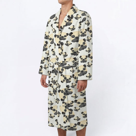 Atlas  - men's Bathrobe for Pug  lovers