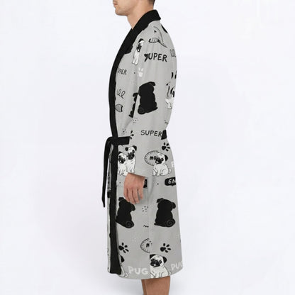 Pearl  - men's Bathrobe for Pug  lovers