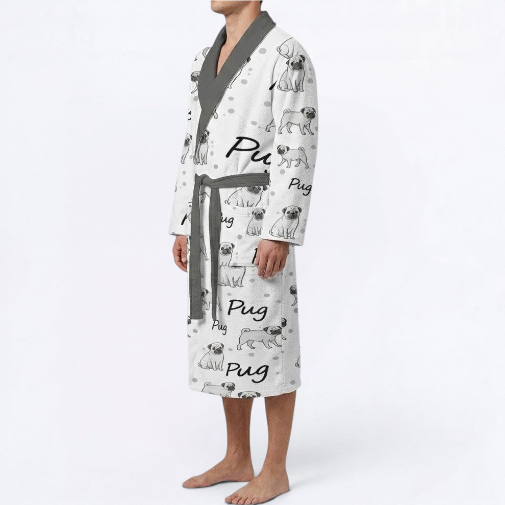 Coco  - men's Bathrobe for Pug  lovers