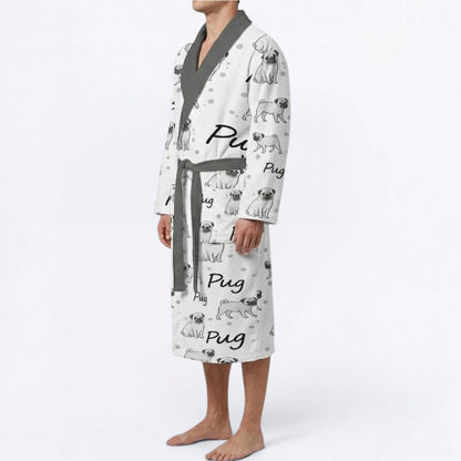 Coco  - men's Bathrobe for Pug  lovers