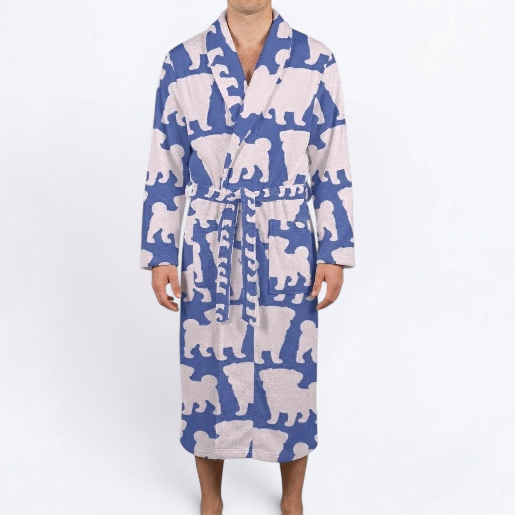 Bruno - men's Bathrobe for Pug  lovers