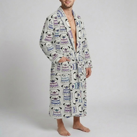 Maple  - men's Bathrobe for Pug  lovers