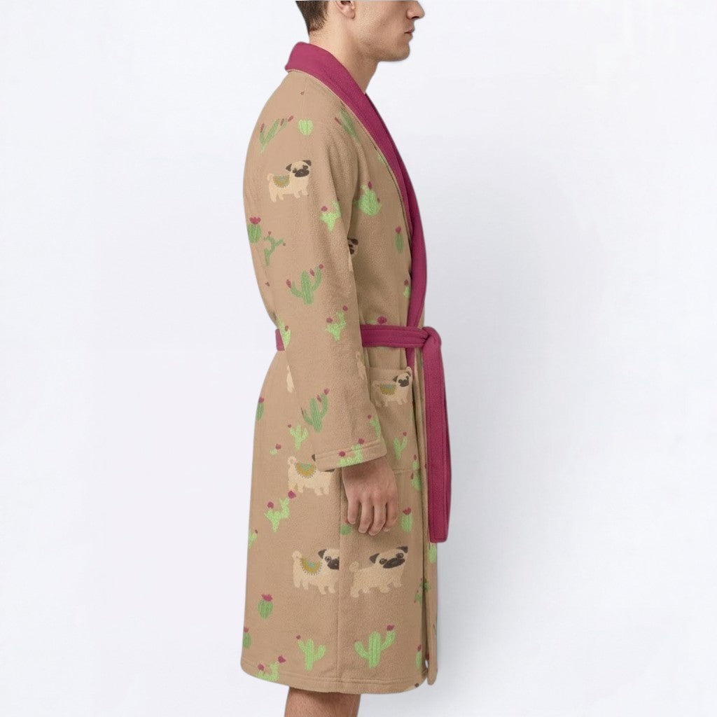 Luna  - men's Bathrobe for Pug  lovers