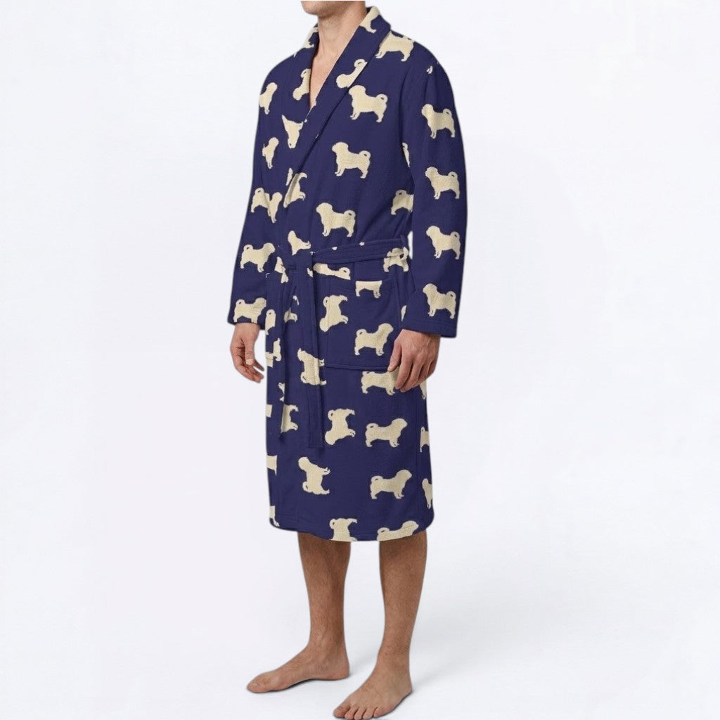 Freya  - men's Bathrobe for Pug  lovers
