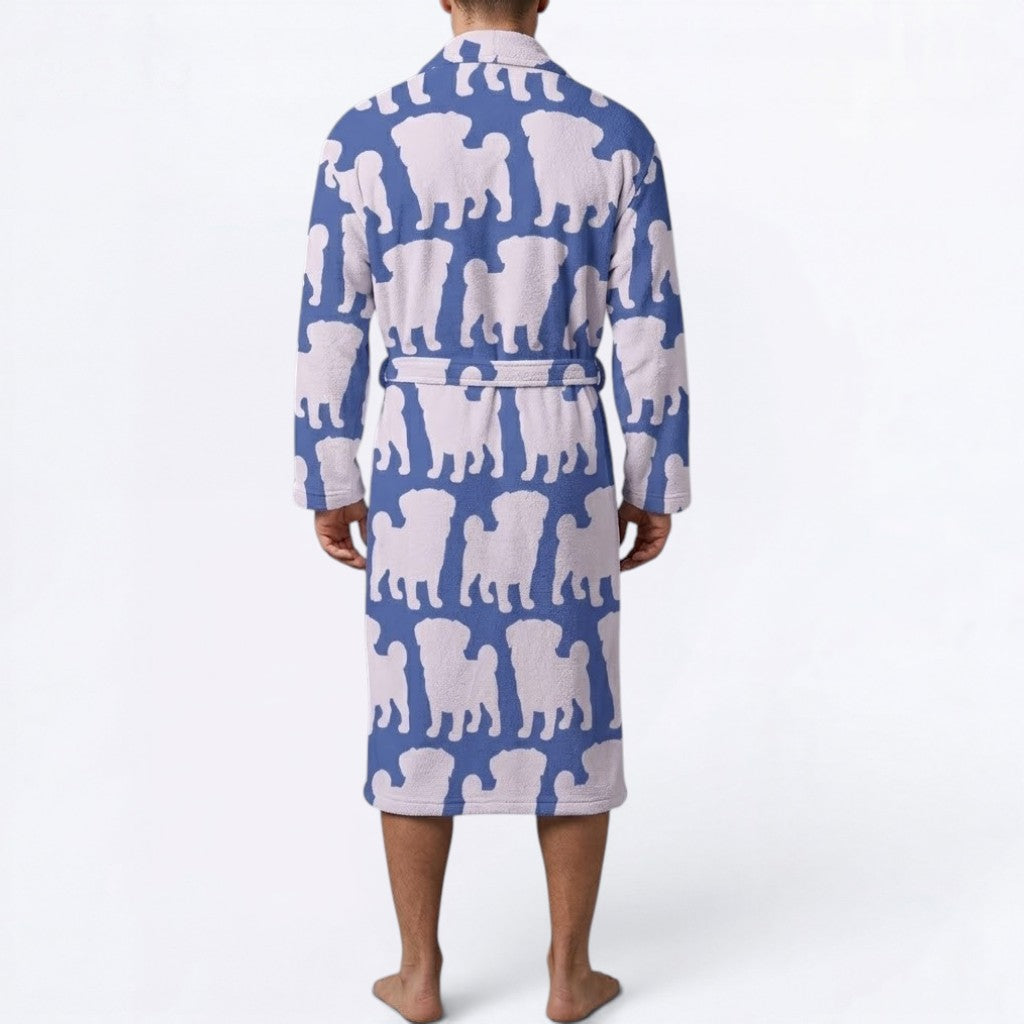Bruno - men's Bathrobe for Pug  lovers