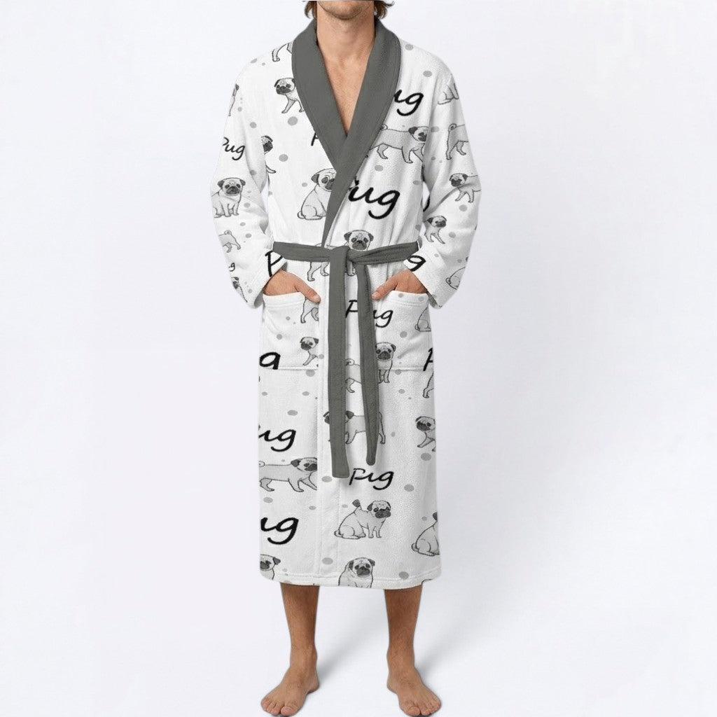 Coco  - men's Bathrobe for Pug  lovers