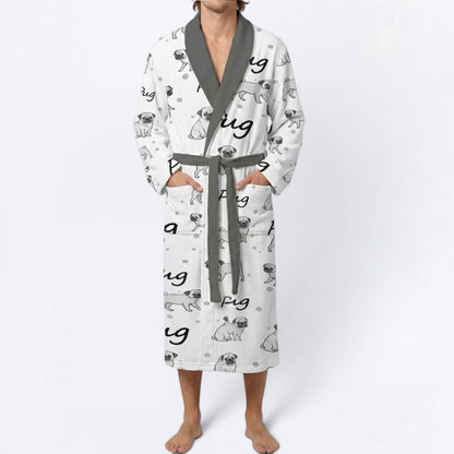 Coco  - men's Bathrobe for Pug  lovers