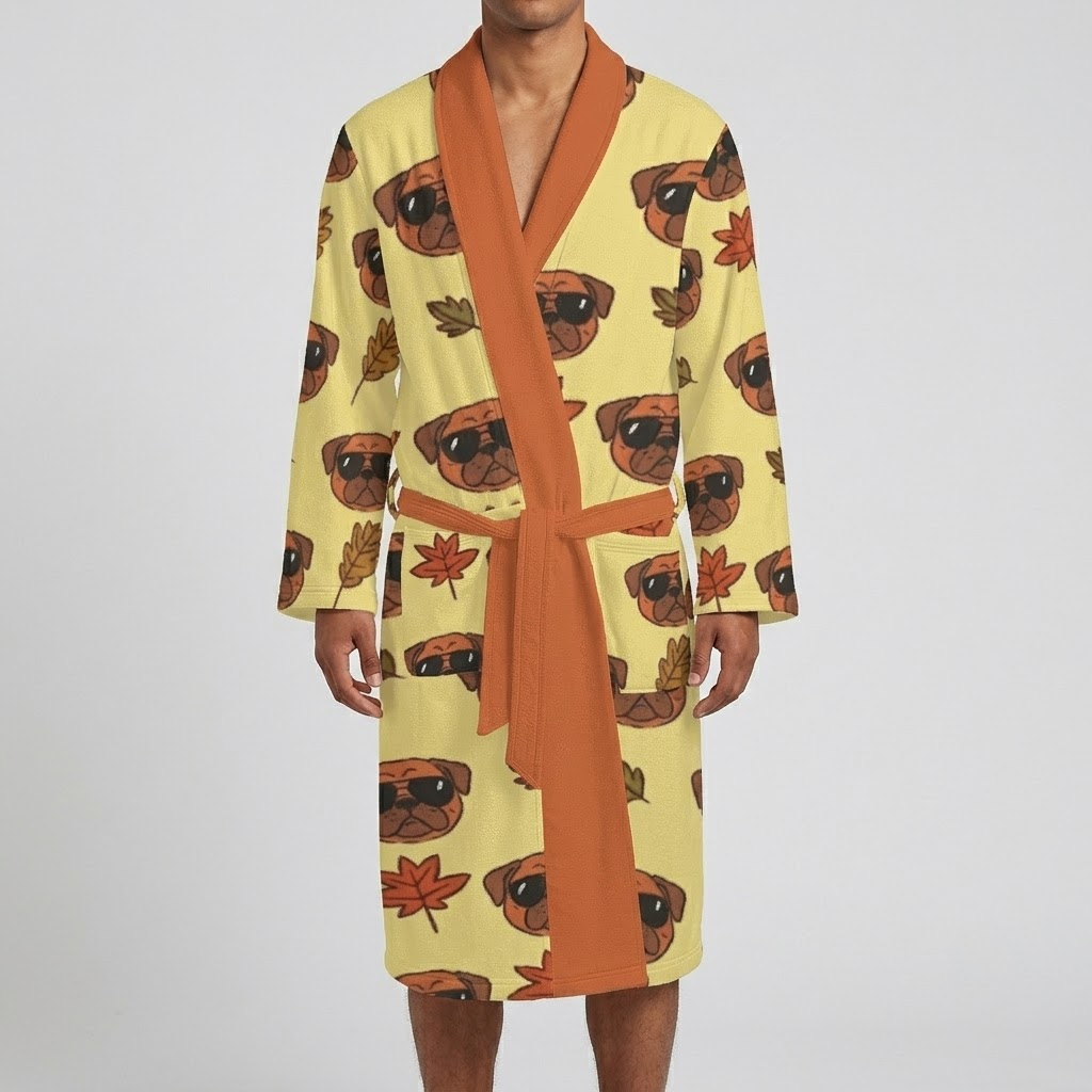 Max  - men's Bathrobe for Pug  lovers