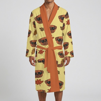 Max  - men's Bathrobe for Pug  lovers