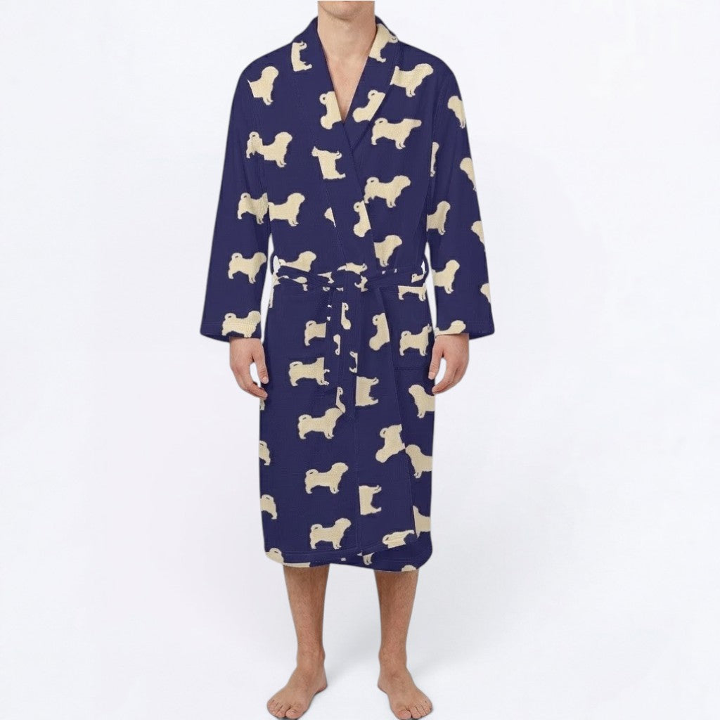Freya  - men's Bathrobe for Pug  lovers