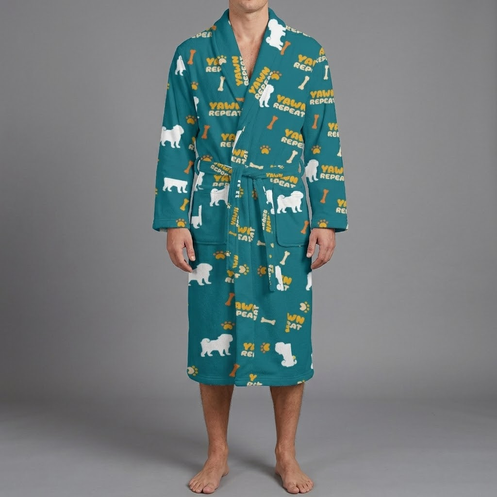 Rosie  - men's Bathrobe for Pug  lovers