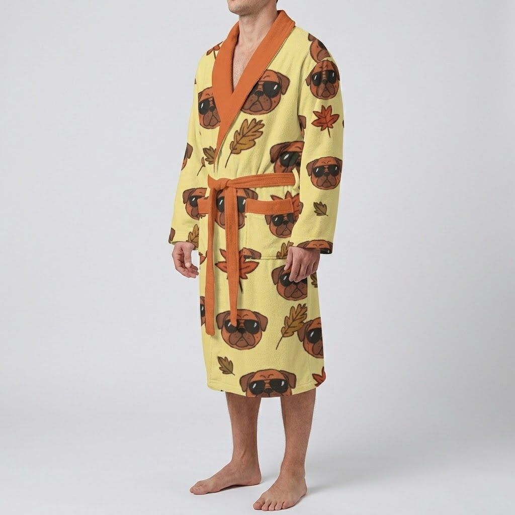 Max  - men's Bathrobe for Pug  lovers