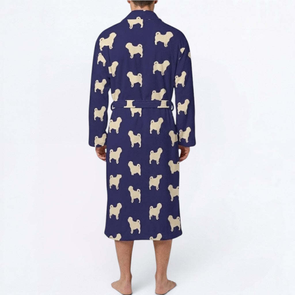 Freya  - men's Bathrobe for Pug  lovers