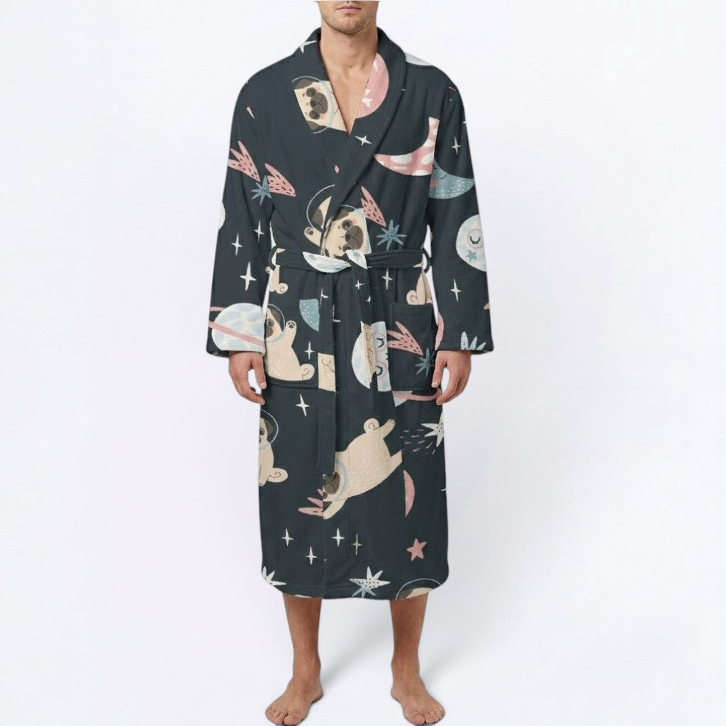 Rex  - men's Bathrobe for Pug  lovers