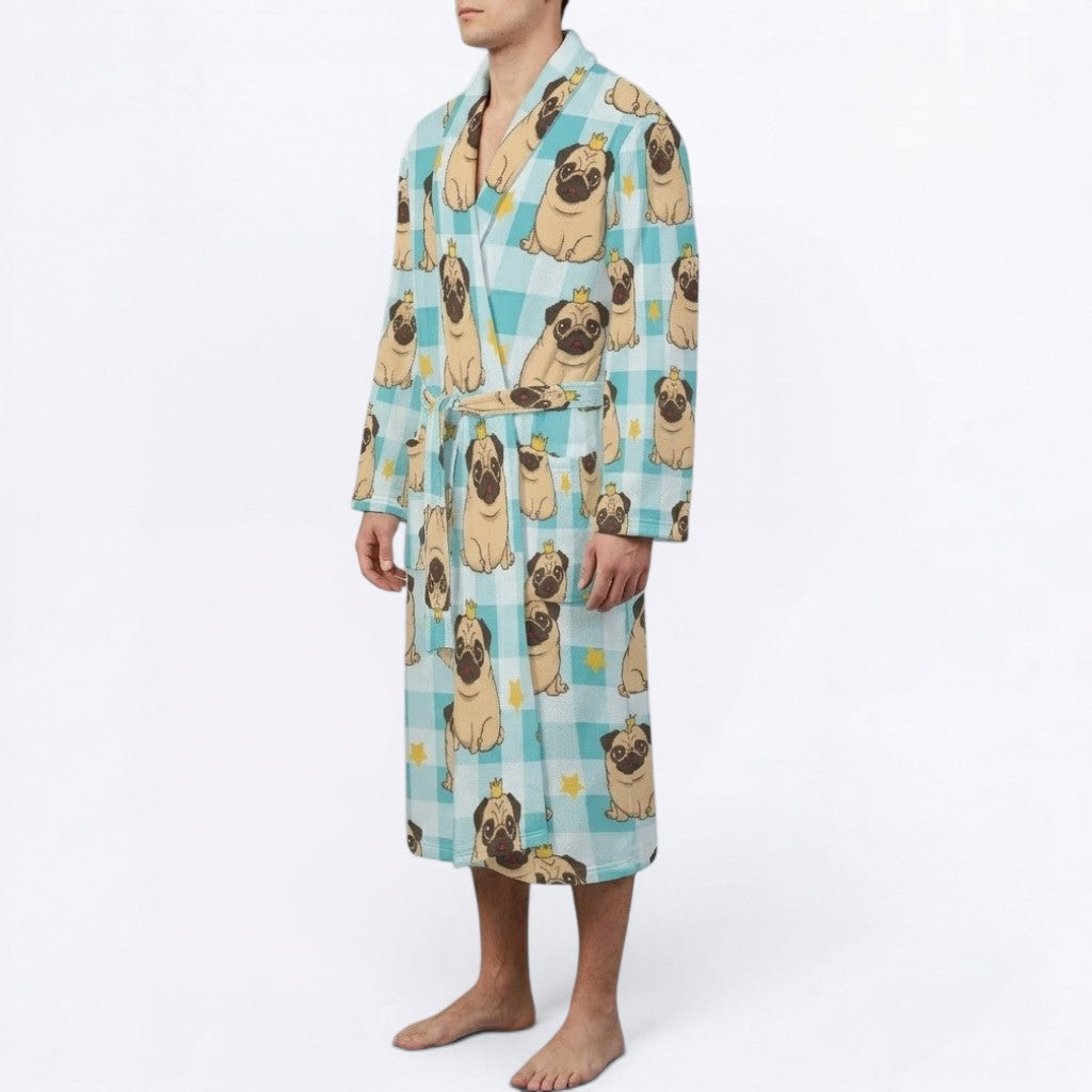 Odin - men's Bathrobe for Pug  lovers