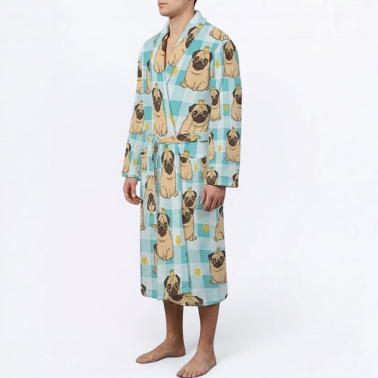 Odin - men's Bathrobe for Pug  lovers