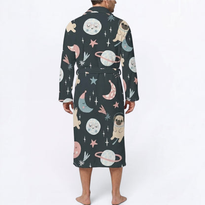Rex  - men's Bathrobe for Pug  lovers