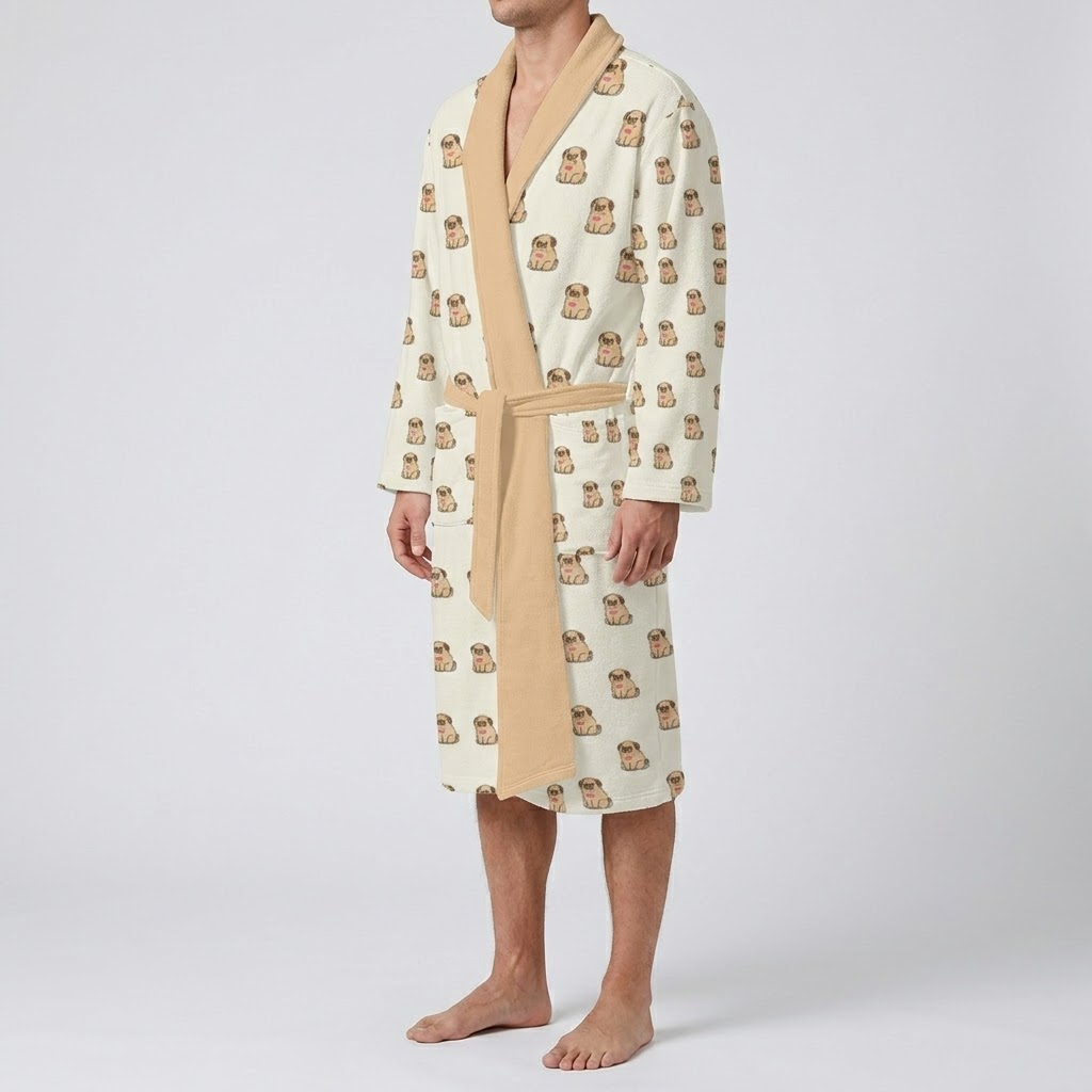 Charlie  - men's Bathrobe for Pug  lovers