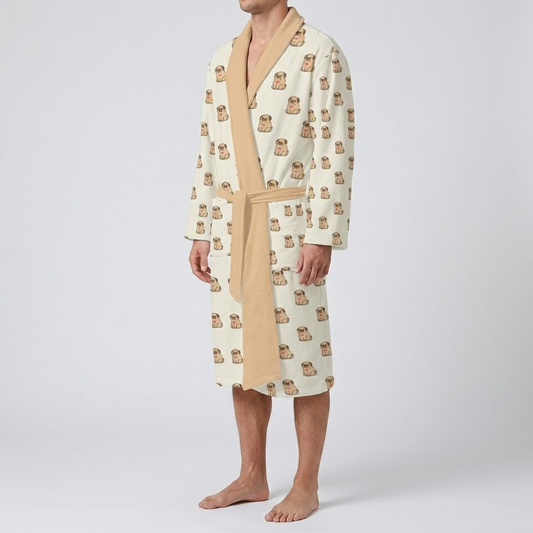 Charlie  - men's Bathrobe for Pug  lovers