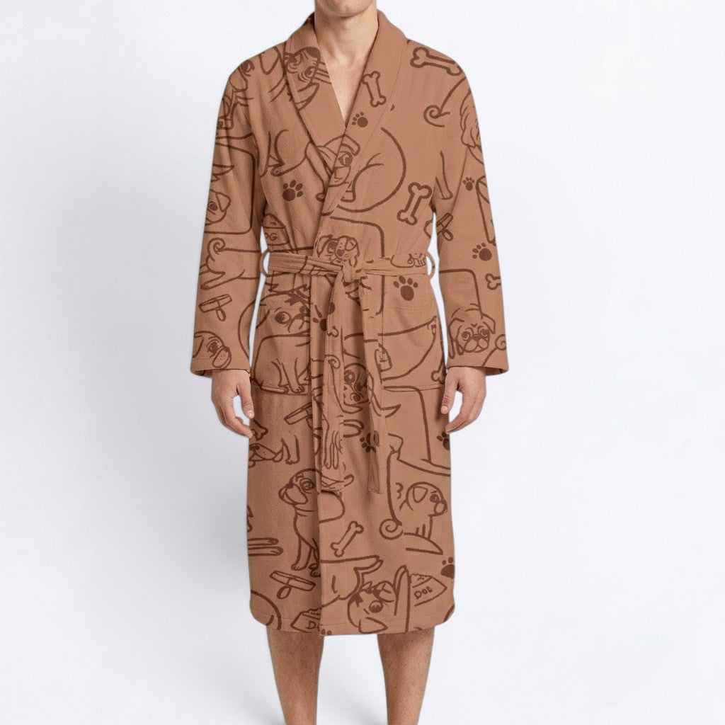 Archie - men's Bathrobe for Pug  lovers