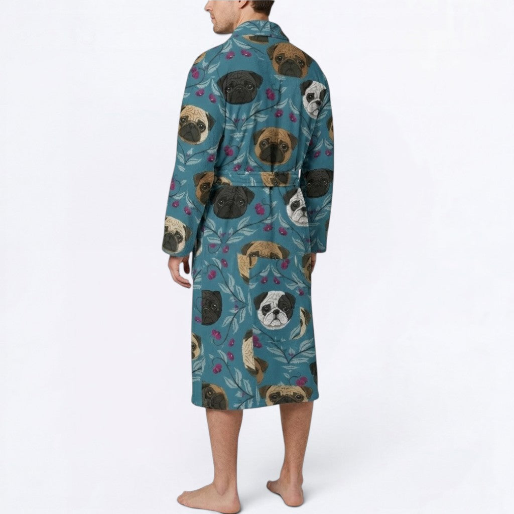 Buddy  - men's Bathrobe for Pug  lovers