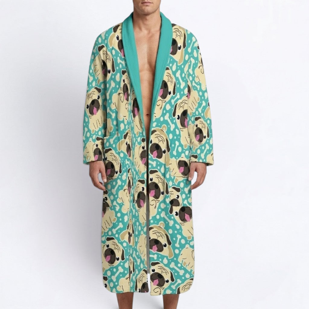 Apollo  - men's Bathrobe for Pug  lovers