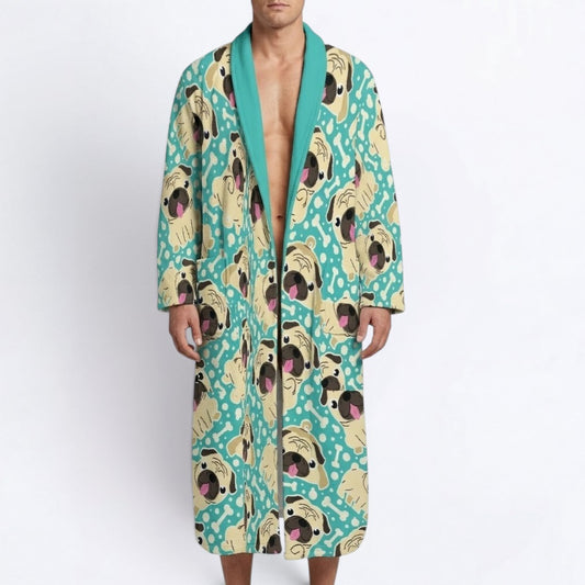Apollo  - men's Bathrobe for Pug  lovers