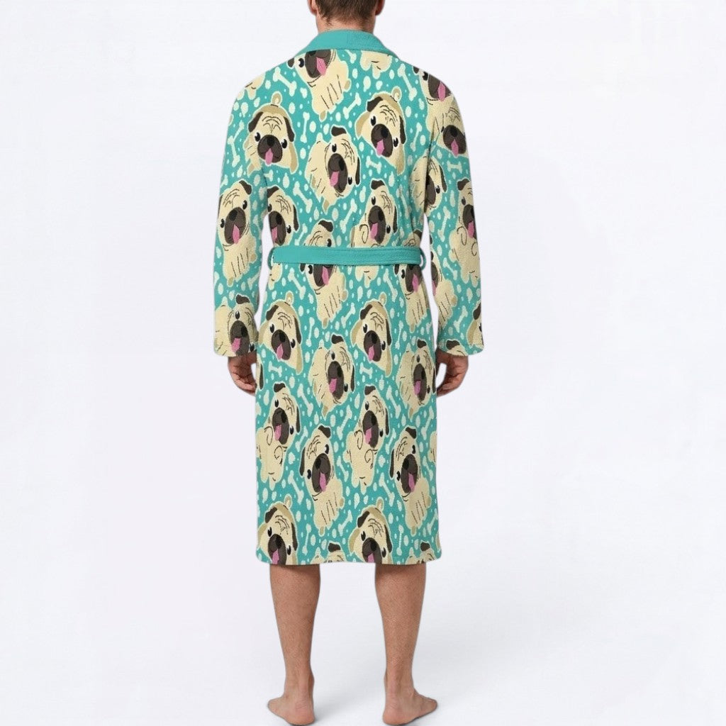 Apollo  - men's Bathrobe for Pug  lovers