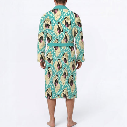 Apollo  - men's Bathrobe for Pug  lovers