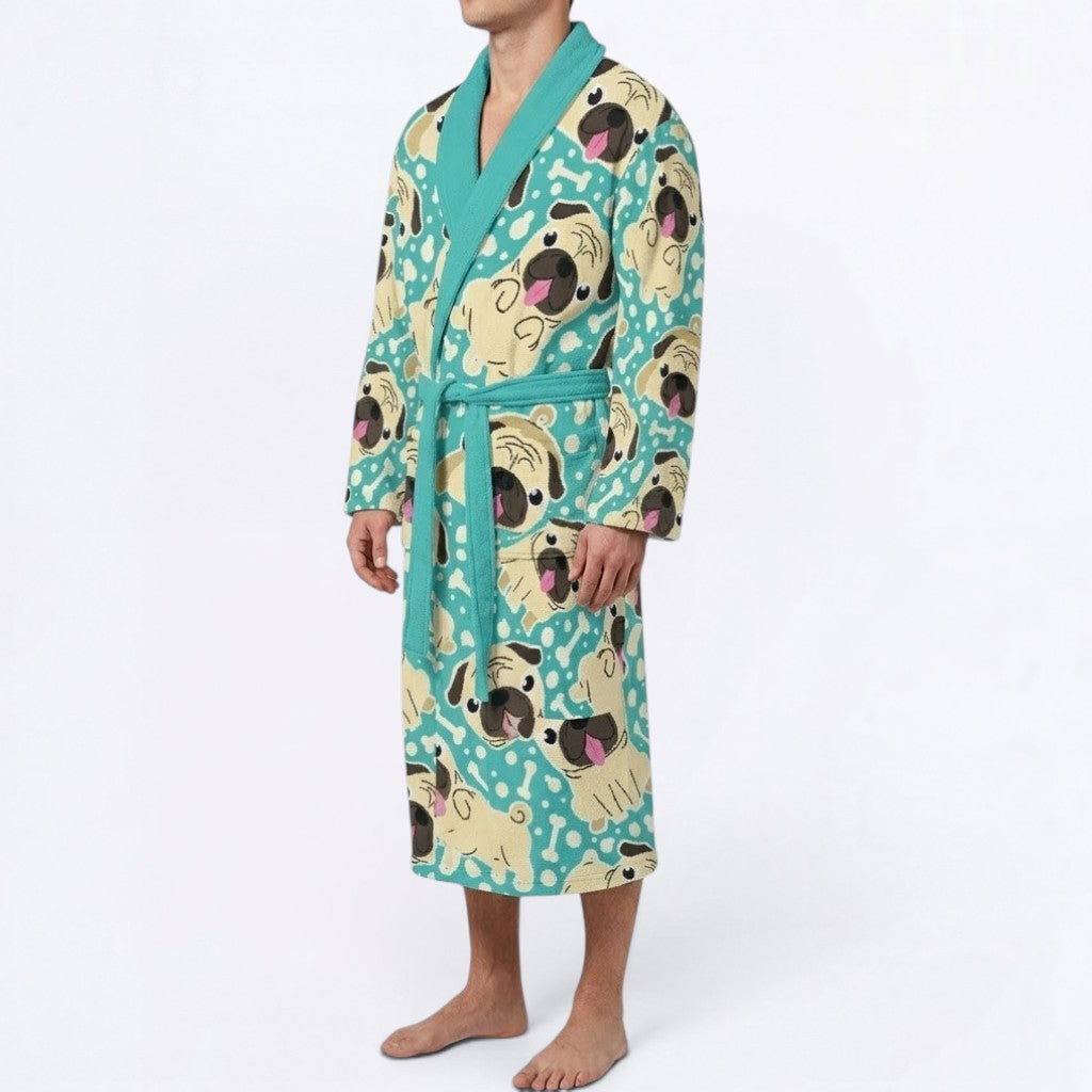 Apollo  - men's Bathrobe for Pug  lovers