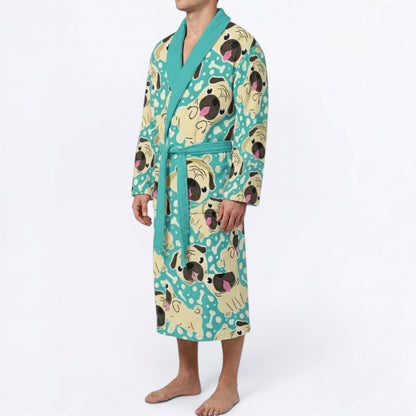 Apollo  - men's Bathrobe for Pug  lovers