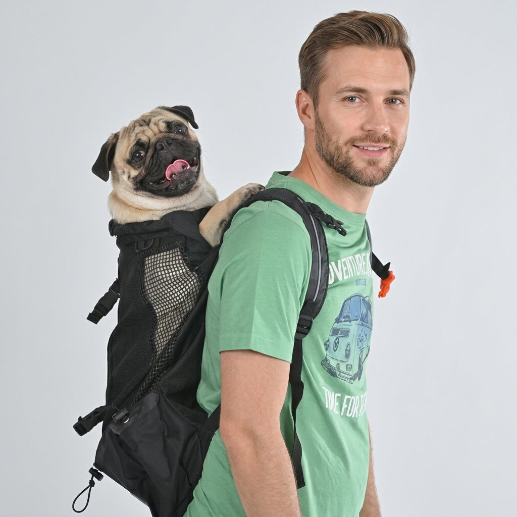 CarriPug Pug Backpack Carrier – Breathable Outdoor Travel Dog Carrier