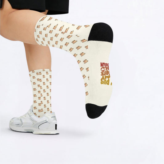 Zena  - Funny Pug Socks | Unisex Crew Socks